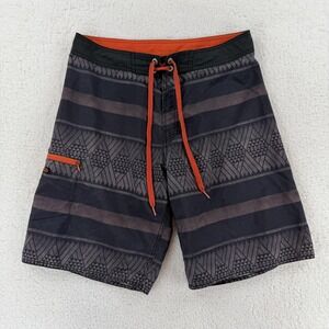 Crazy Shirts Board Shorts Mens 32 Gray Geometric Quick Dry Swim Trunks Surf